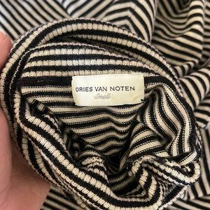Dries Van Noten Small Turtleneck Wool Striped Sweater Blouse $645 Flawed